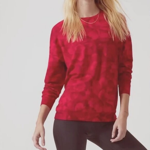 Athleta Balance Pullover Sweatshirt in Floral Red Chakra - Oversized - Size XXS - Picture 1 of 12